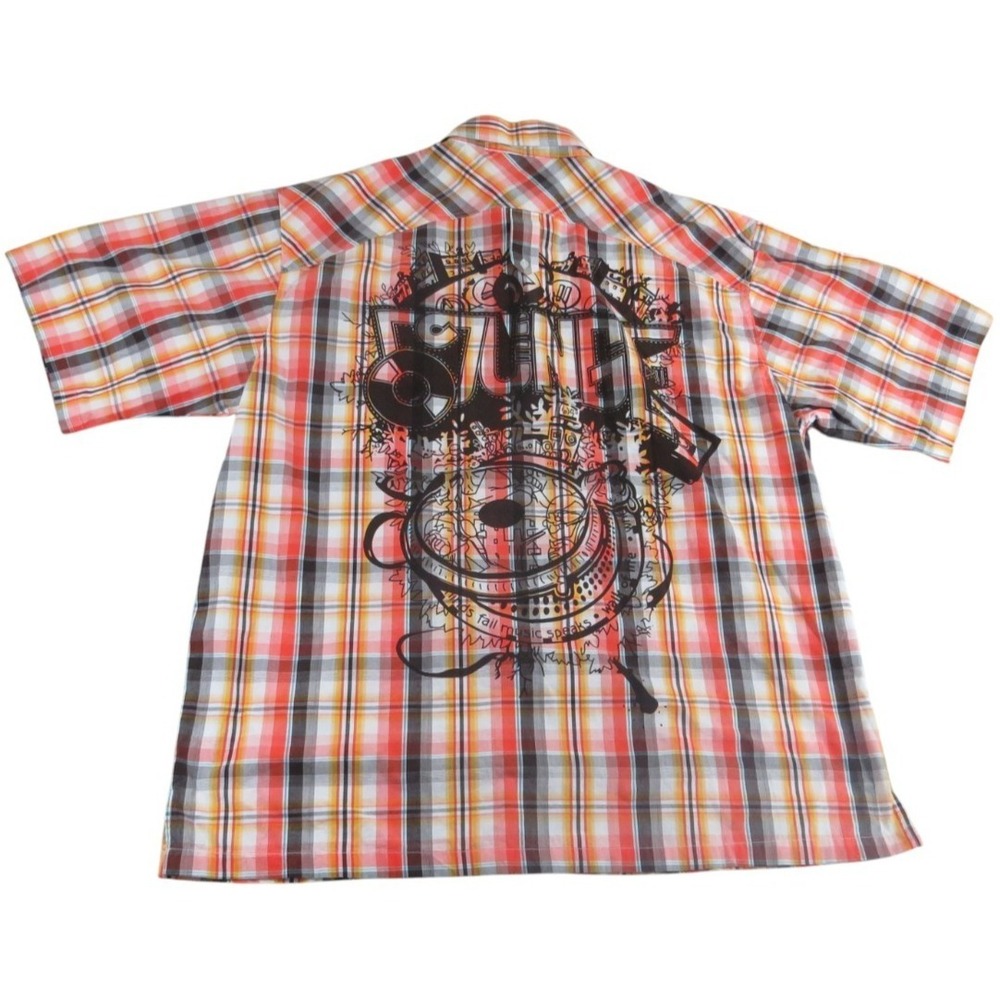 Five Jungle Y2K VTG Plaid Short Sleeve Graphic Button Up Shirt Men 4XL Skate Hip - Picture 5 of 16